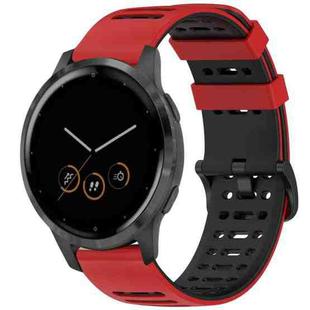 For Garmin Watch 22mm Hollow Three Rows Hole Two Color Silicone Watch Band(Red+Black)