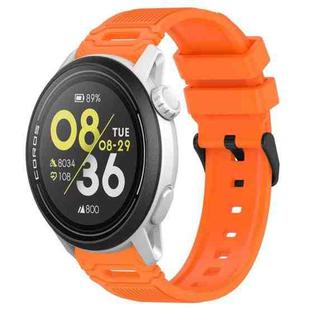 For COROS Watch 22mm Vertical Pattern Black Buckle Silicone Watch Band(Orange)