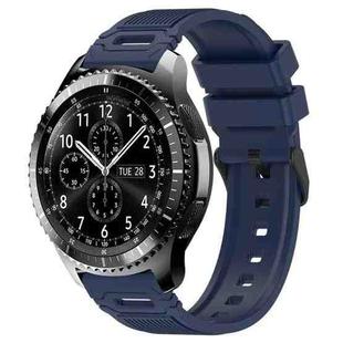 For Samsung Galaxy Watch 22mm Vertical Pattern Black Buckle Silicone Watch Band(Navy Blue)