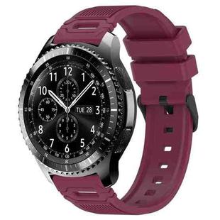 For Samsung Galaxy Watch 22mm Vertical Pattern Black Buckle Silicone Watch Band(Wine Red)