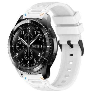 For Samsung Galaxy Watch 22mm Vertical Pattern Black Buckle Silicone Watch Band(Dual Color+White)