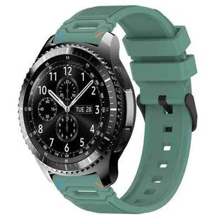 For Samsung Galaxy Watch 22mm Vertical Pattern Black Buckle Silicone Watch Band(Dual Color+Olive Green)