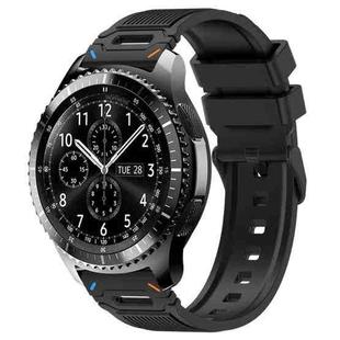 For Samsung Galaxy Watch 22mm Vertical Pattern Black Buckle Silicone Watch Band(Dual Color+Black)