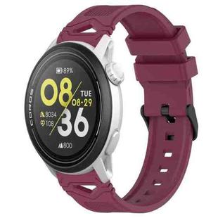 For COROS Watch 22mm Dotted Black Buckle Silicone Watch Band(Wine Red)