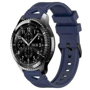 For Samsung Galaxy Watch 22mm Dotted Black Buckle Silicone Watch Band(Navy Blue)