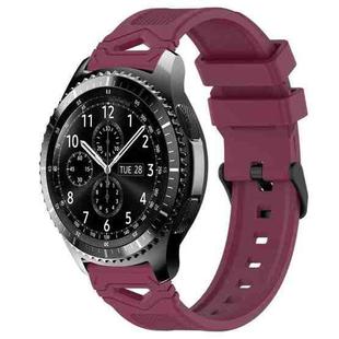 For Samsung Galaxy Watch 22mm Dotted Black Buckle Silicone Watch Band(Wine Red)