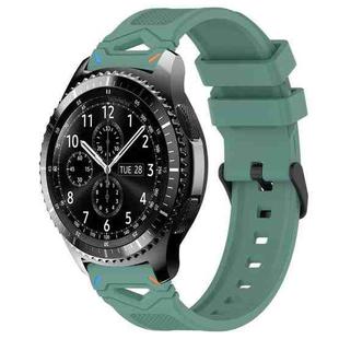 For Samsung Galaxy Watch 22mm Dotted Black Buckle Silicone Watch Band(Dual Color+Olive Green)