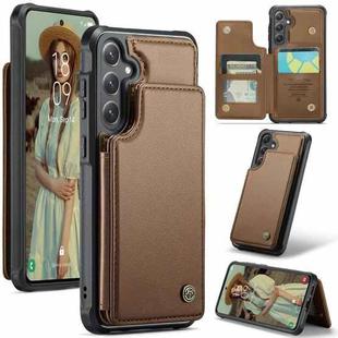For Samsung Galaxy S25 5G CaseMe C22 Card Slots Holder RFID Anti-theft Phone Case(Brown)