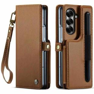 For Samsung Galaxy Z Fold7 CaseMe C22 Card Slots Holder RFID Anti-theft Phone Case(Brown)