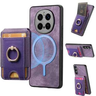 For Honor Magic7 Pro Retro Splitable Magnetic Stand Card Bag Leather Phone Case(Purple)