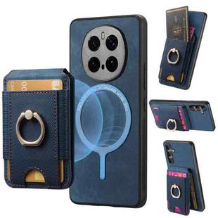 For Honor Magic7 Pro Retro Splitable Magnetic Stand Card Bag Leather Phone Case(Blue)