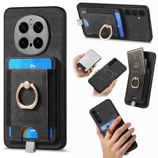 For Honor Magic7 Pro Retro Splitable Magnetic Card Bag Leather Phone Case(Black)