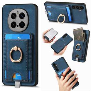 For Honor Magic7 Pro Retro Splitable Magnetic Card Bag Leather Phone Case(Blue)