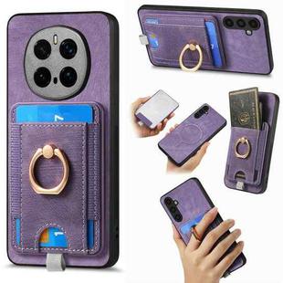 For Honor Magic7 Pro Retro Splitable Magnetic Card Bag Leather Phone Case(Purple)