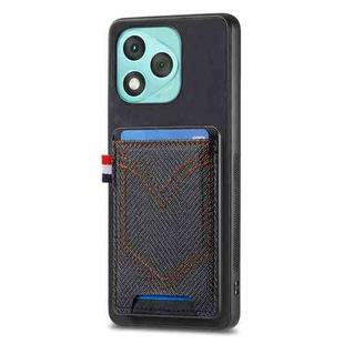 For Honor 400 Lite Glodal Denim Texture Leather Skin Phone Case with Card Slot(Black)