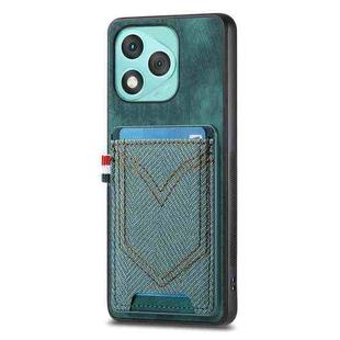 For Honor 400 Lite Glodal Denim Texture Leather Skin Phone Case with Card Slot(Green)
