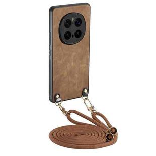 For Honor Magic7 Pro Vintage Leather PC Back Cover Phone Case with Crossbody Strap(Brown)