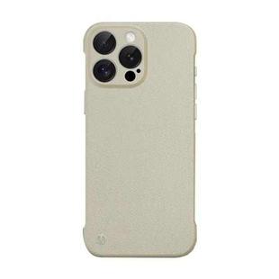 For iPhone 16 Pro Max Frameless Litchi Texture PC Phone Case(Light Yellow)