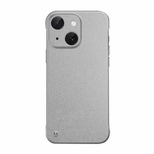 For iPhone 14 Plus Frameless Litchi Texture PC Phone Case(Titanium Silver)