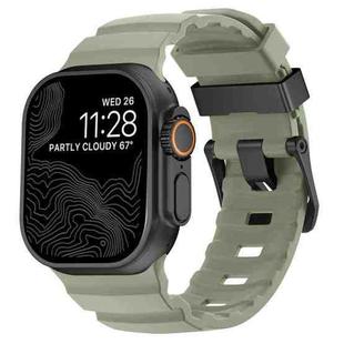 For Apple Watch 46mm / 49mm / 45mm / 44mm Wild Path Black Buckle Thickened Silicone Watch Band(Milk Green)