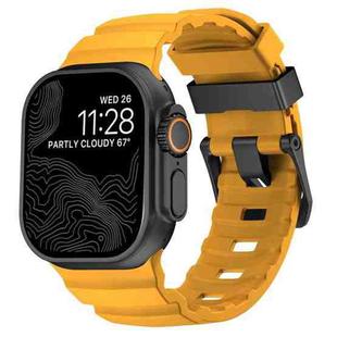 For Apple Watch 46mm / 49mm / 45mm / 44mm Wild Path Black Buckle Thickened Silicone Watch Band(Daylight Yellow)