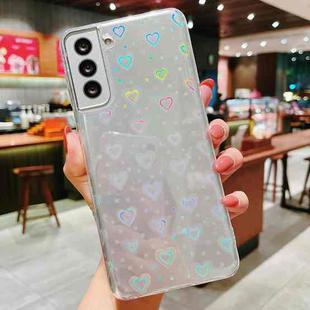 For Samsung Galaxy S23+ 5G Laser Heart Clear TPU Shockproof Phone Case(Transparent White)