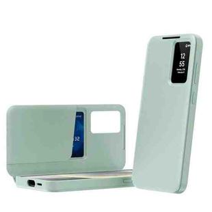 For Samsung Galaxy S22 5G Smart View Window Leather Phone Case with Card Slot(Green)