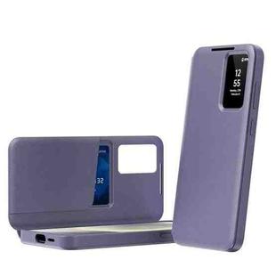 For Samsung Galaxy S22+ 5G Smart View Window Leather Phone Case with Card Slot(Purple)