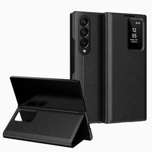 For Samsung Galaxy Z Fold4 Smart View Window Leather Phone Case with Card Slot(Black)