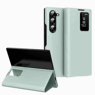 For Samsung Galaxy Z Fold6 5G Smart View Window Leather Phone Case with Card Slot(Green)