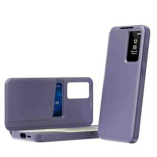 For Samsung Galaxy A56 5G Smart View Window Leather Phone Case with Card Slot(Purple)
