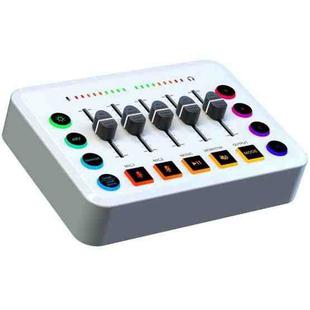 F9 48V Live Streaming Sound Card Audio Mixer Power Voice Changer with RGB Light(White)