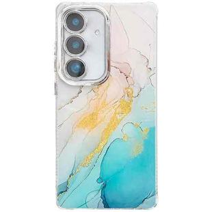 For Samsung Galaxy S24 FE 5G Electroplated Marble Texture Phone Case(Yellow Green M13)