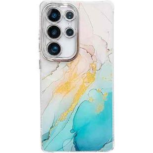 For Samsung Galaxy S25 Ultra 5G Electroplated Marble Texture Phone Case(Yellow Green M13)