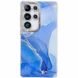 For Samsung Galaxy S25 Ultra 5G Electroplated Marble Texture Phone Case(Dark Blue M16)