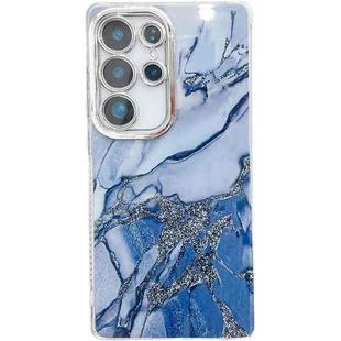 For Samsung Galaxy S25 Ultra 5G Electroplated Marble Texture Phone Case(Navy Blue M17)
