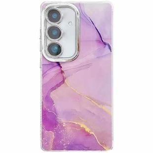 For Samsung Galaxy A35 5G Electroplated Marble Texture Phone Case(Gold Purple Red M15)