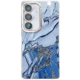 For Samsung Galaxy A35 5G Electroplated Marble Texture Phone Case(Navy Blue M17)
