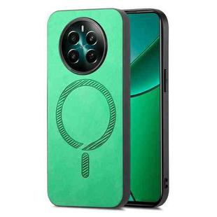 For Realme 12+ 5G Retro MagSafe Magnetic PU Back Cover Phone Case(Green)