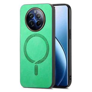 For Realme 12 Pro+ Retro MagSafe Magnetic PU Back Cover Phone Case(Green)