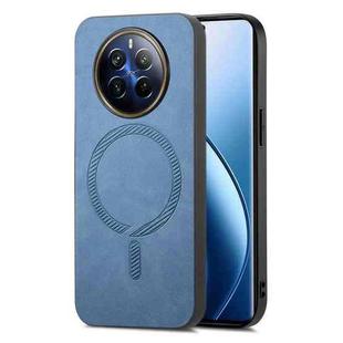 For Realme 12 Pro+ Retro MagSafe Magnetic PU Back Cover Phone Case(Blue)