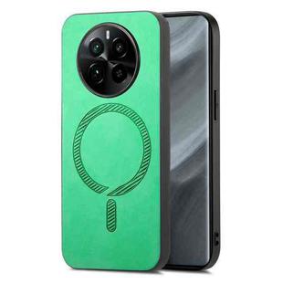 For Realme GT5 Pro Retro MagSafe Magnetic PU Back Cover Phone Case(Green)