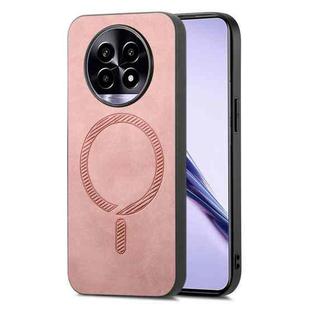 For Realme 13 Pro 5G Retro MagSafe Magnetic PU Back Cover Phone Case(Pink)