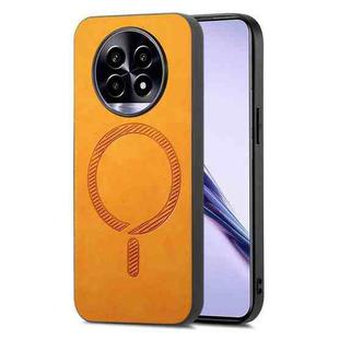 For Realme 13 Pro 5G Retro MagSafe Magnetic PU Back Cover Phone Case(Yellow)