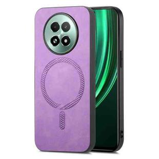 For Realme 13 5G Retro MagSafe Magnetic PU Back Cover Phone Case(Purple)