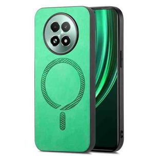 For Realme 13 5G Retro MagSafe Magnetic PU Back Cover Phone Case(Green)