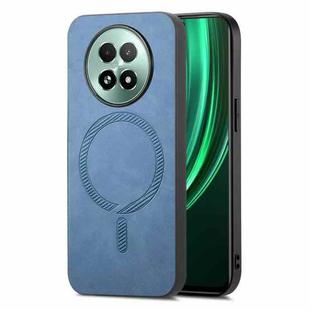 For Realme 13 5G Retro MagSafe Magnetic PU Back Cover Phone Case(Blue)