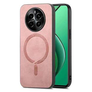 For Realme 13 4G Retro MagSafe Magnetic PU Back Cover Phone Case(Pink)