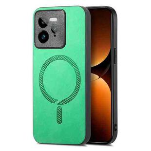 For Realme GT7 Pro Retro MagSafe Magnetic PU Back Cover Phone Case(Green)