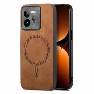 For Realme GT7 Pro Retro MagSafe Magnetic PU Back Cover Phone Case(Brown)